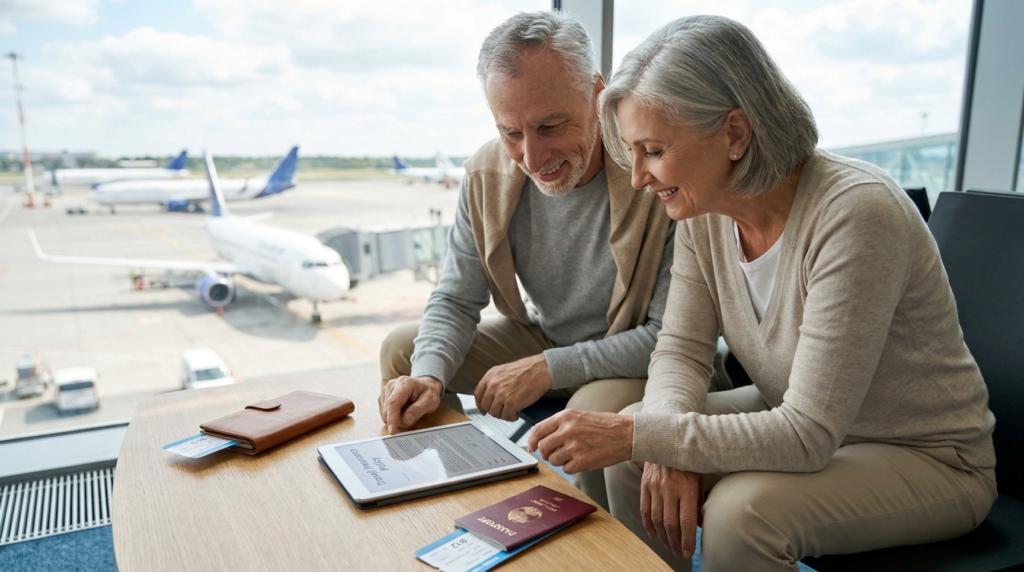 Best Travel Insurance for Seniors 2026: Smart Buyer's Guide 1 Best travel insurance for seniors couple reviewing insurance documents at airport