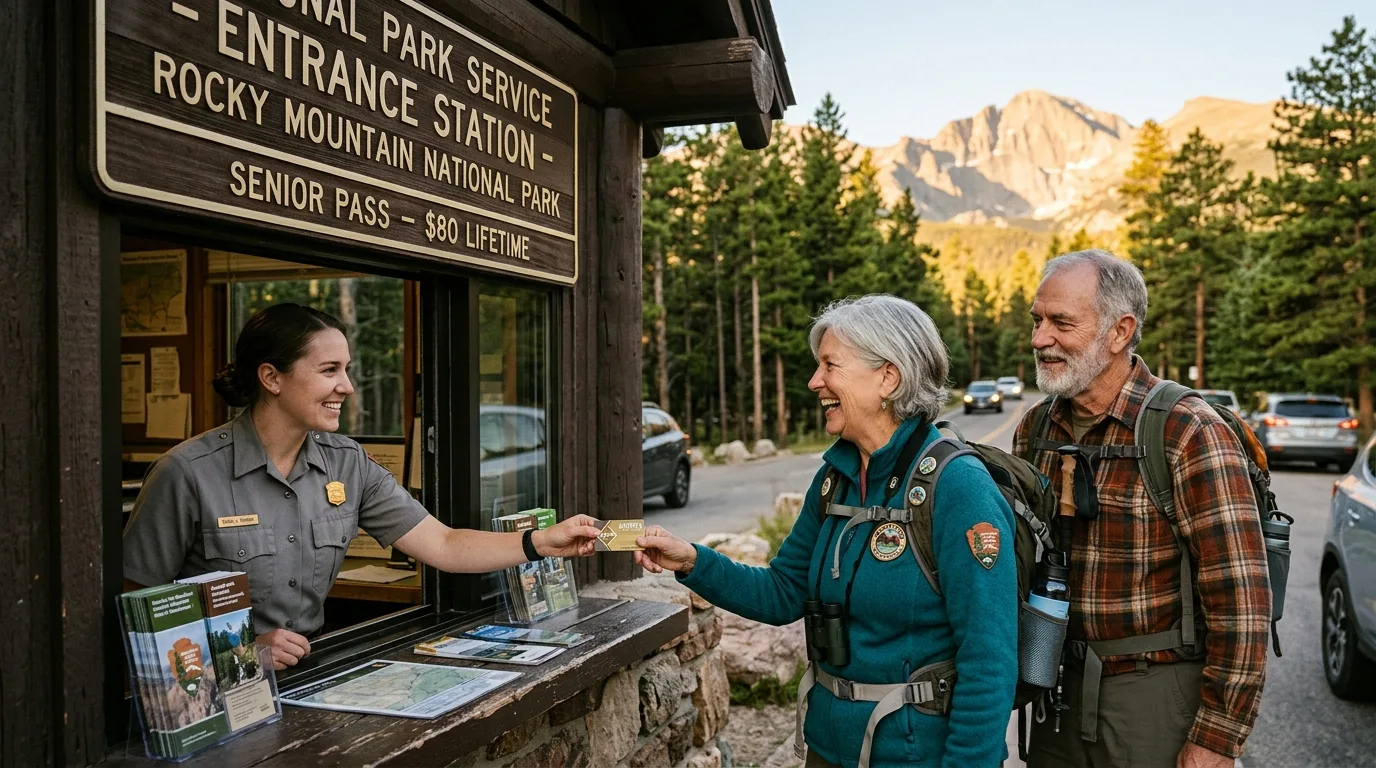 Best Travel Deals for Seniors Over 60: The Easy Truth 3 Couple claiming the national park pass, one of the best travel deals for seniors over 60