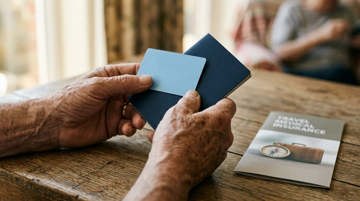 Does Medicare Cover International Travel? 7 Costly Gaps in 2026 2 Close-up of senior hands holding a Medicare card and passport, illustrating does Medicare cover international travel questions