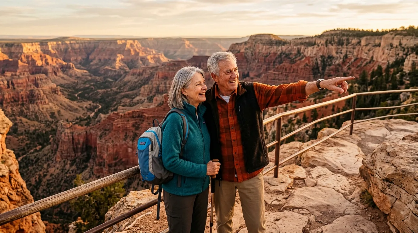 National Park Pass for Seniors: The Easy 2026 Money Saver 2 National park pass for seniors: senior couple at canyon overlook at golden hour