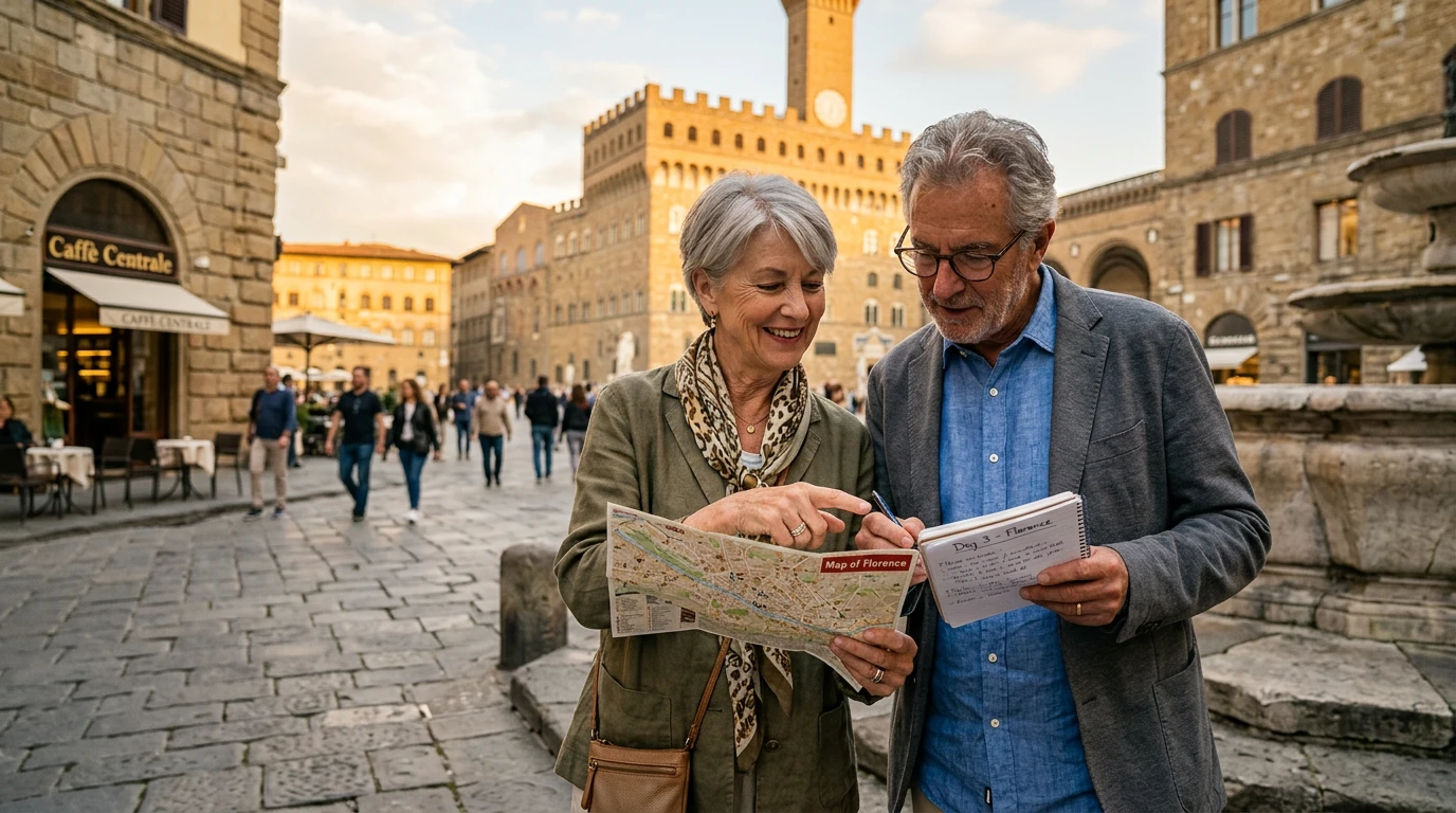 Road Scholar Reviews for Seniors: Stunning 2026 Guide 4 Senior couple reviewing their Road Scholar itinerary at a historic landmark - Road Scholar reviews