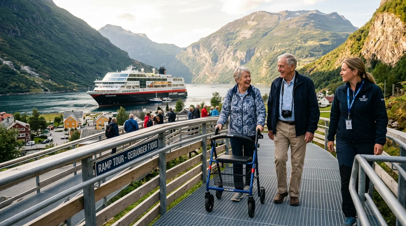 seniors with limited mobility enjoying an accessible cruise tour