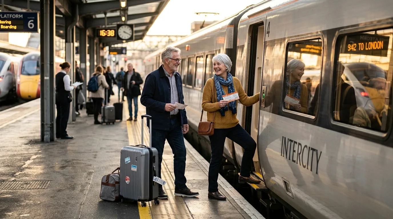 Senior couple using the Amtrak senior discount, one of 10 surprising discounts for seniors